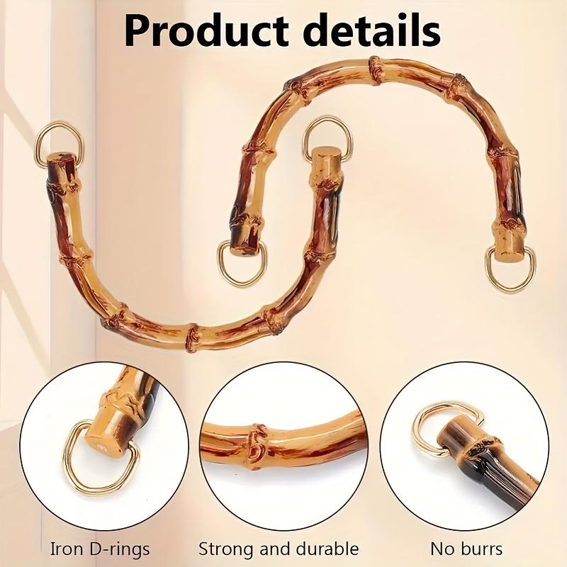 Asas de Plástico y Bambú para Cartera (4 piezas) - Anillas D y Asas con Gancho de Hierro Incluidas, Suaves y Duraderas para Manualidades de Bolsos DIY