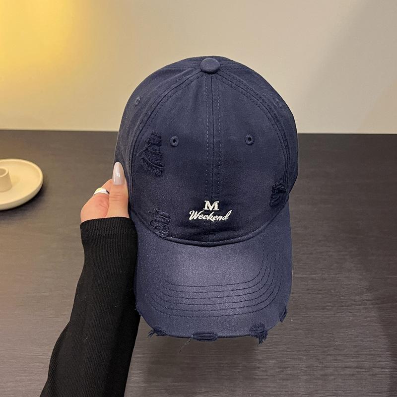 Ripped Letter Embroidery Baseball Cap Children Spring And Summer Soft Top Cap Men'S High Quality Trend