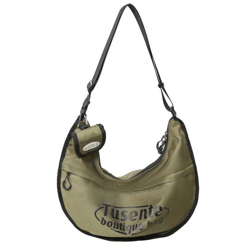 

Женская сумка через плечо с буквенным принтом, сумка-хобо, большая вместимость, мужская сумка через плечо с кошельком для монет зелёный