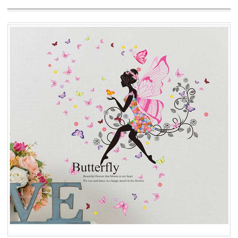 

Сделай сам Милые Милые Девочки Искусство Наклейки на Стену Для Детских Комнат ПВХ Наклейки на Стену Декор Дома Wing