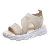 New 2023 Lace-up Peep-toe Fly-knit Casual Women's Sandals, Size 43, Plus Size, European and American Style.