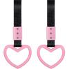 BBTO 2 Pieces Heart Shaped Car Handle Straps Drift Charm Rear Bumper Warning Ring Decor Subway Bus Broken Heart Handle For Car Interior(Light Pink)