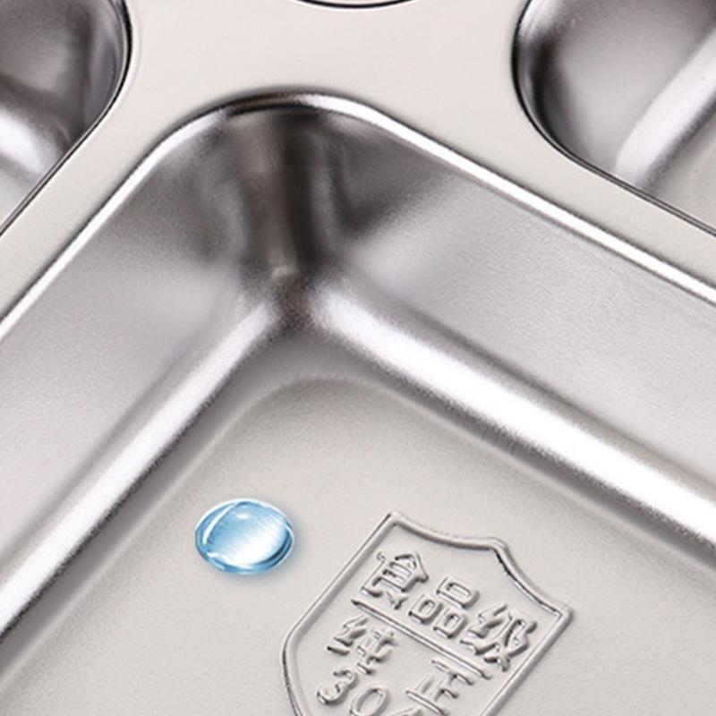 3 Compartment Stainless Steel Round Plate For Food Separation Space Saving Serving Dish Kitchen Dining Accessories