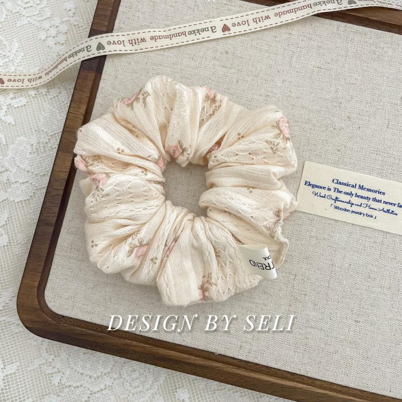 Джульетта Французская Романтическая Ручная Работа Резинка для Волос Полосатый Полый Дизайн Роза Цветочный