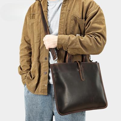 Document Bag Men's Handbag Genuine Leather Single-shoulder Crossbody Bag Top-grain Cowhide Business Handbag