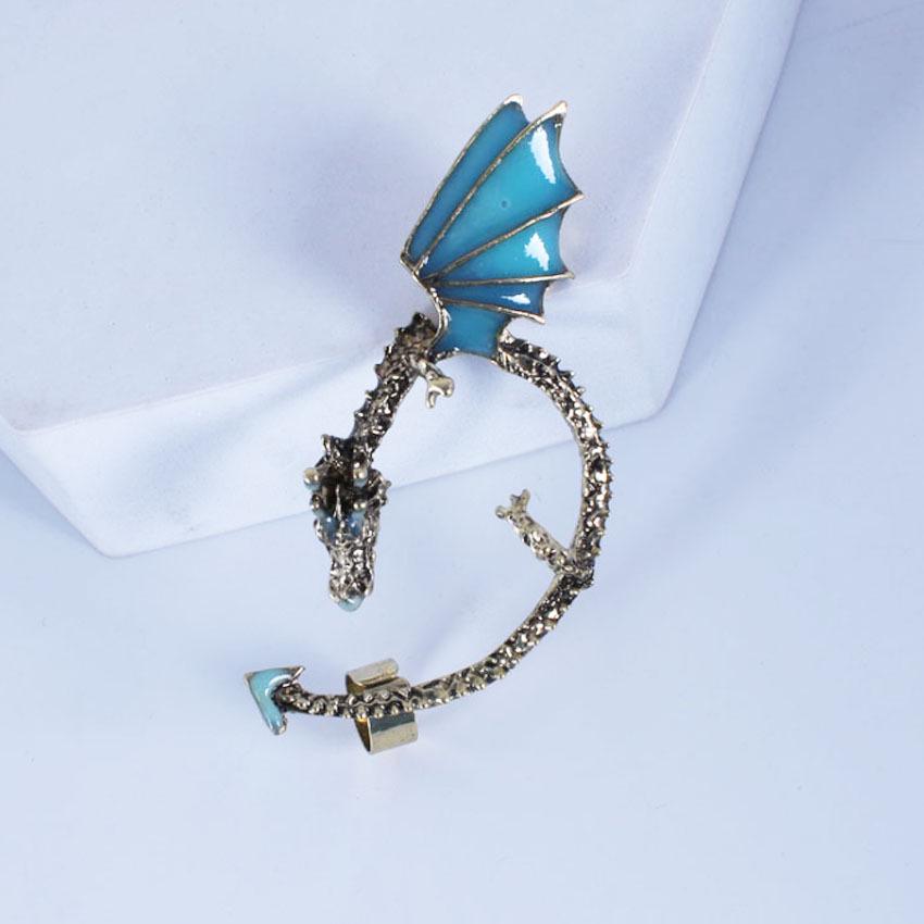 Унисекс светящиеся серьги-клипсы в виде дракона - серьги в виде дракона в стиле панк античная золотой