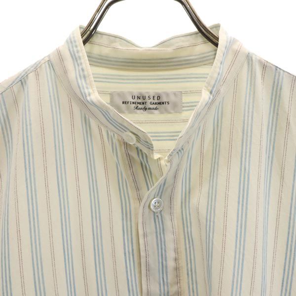 UNUSED made in Japan stripe Long sleeve Band collar shirt 1 Off-white Men's Used