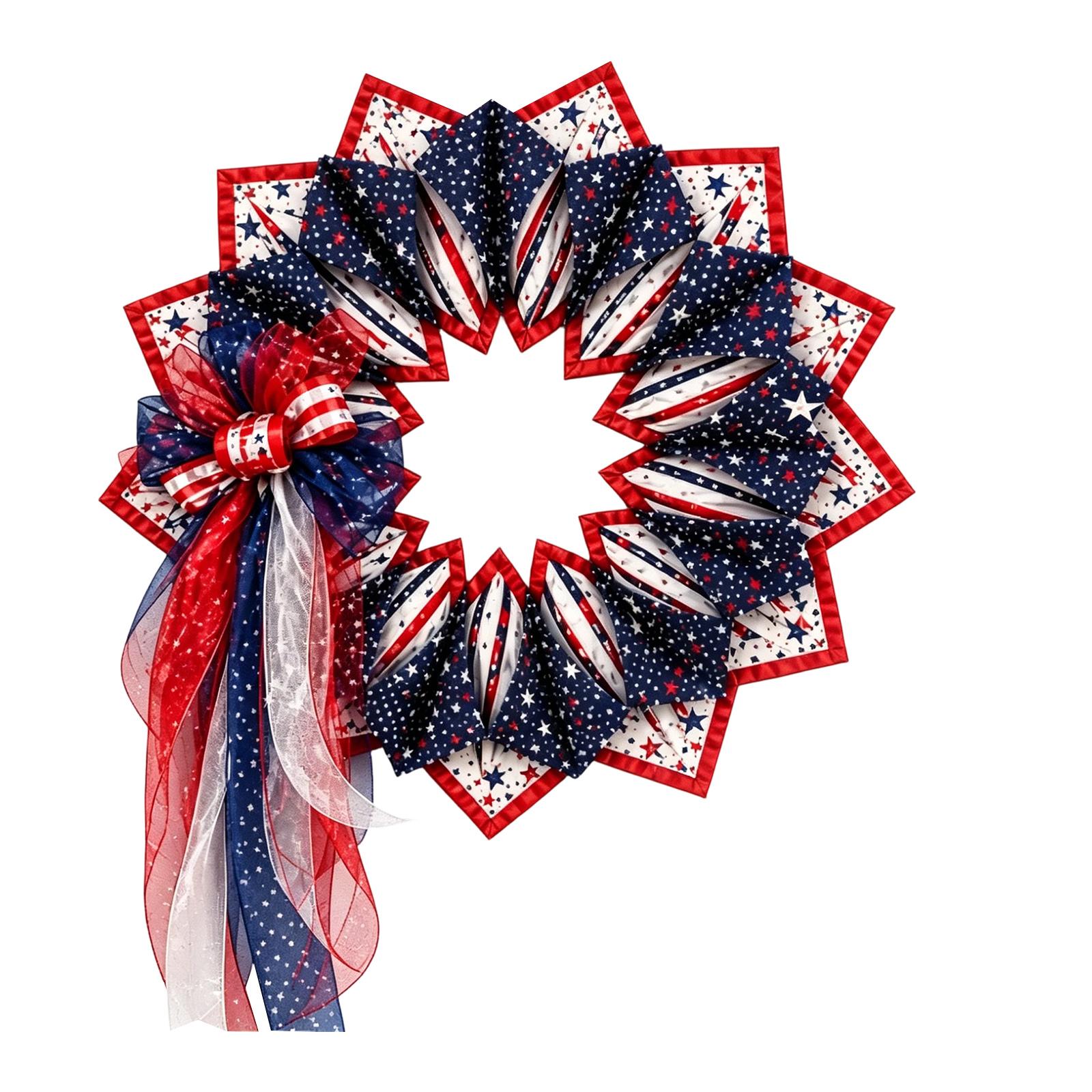 Patriotic Wreath, Mesh Tulle Wreath for Independence Day Decoration, 30cm One Size