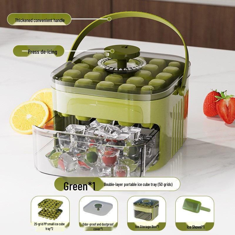 Large-Capacity Press-Type Ice Cube Mold - Easy-Release Food-Grade Plastic Ice Bucket for Home