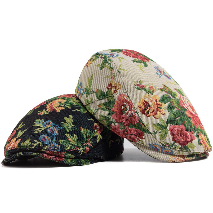 Women Bohemian Beret Fashion Print Flowers Female For Newsboy Cap Casual Vintage Men Visor Flat Hat Unisex Spring Autumn Berets