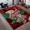 Betty Boop Art Style Crystal Velvet Rug, Soft Anti‑Slip Crystal Velvet Carpet for Living Room Bedroom Home Decor