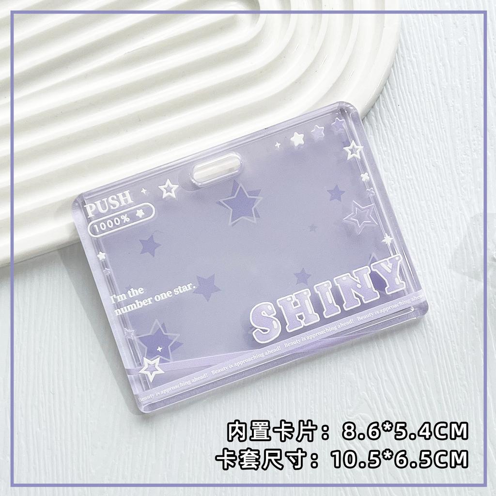 Student Clear Card Case Bus Cards Sleeve Sliding Horizontal Id Card Holder Transparent Employee Work Card Holder with Lanyard