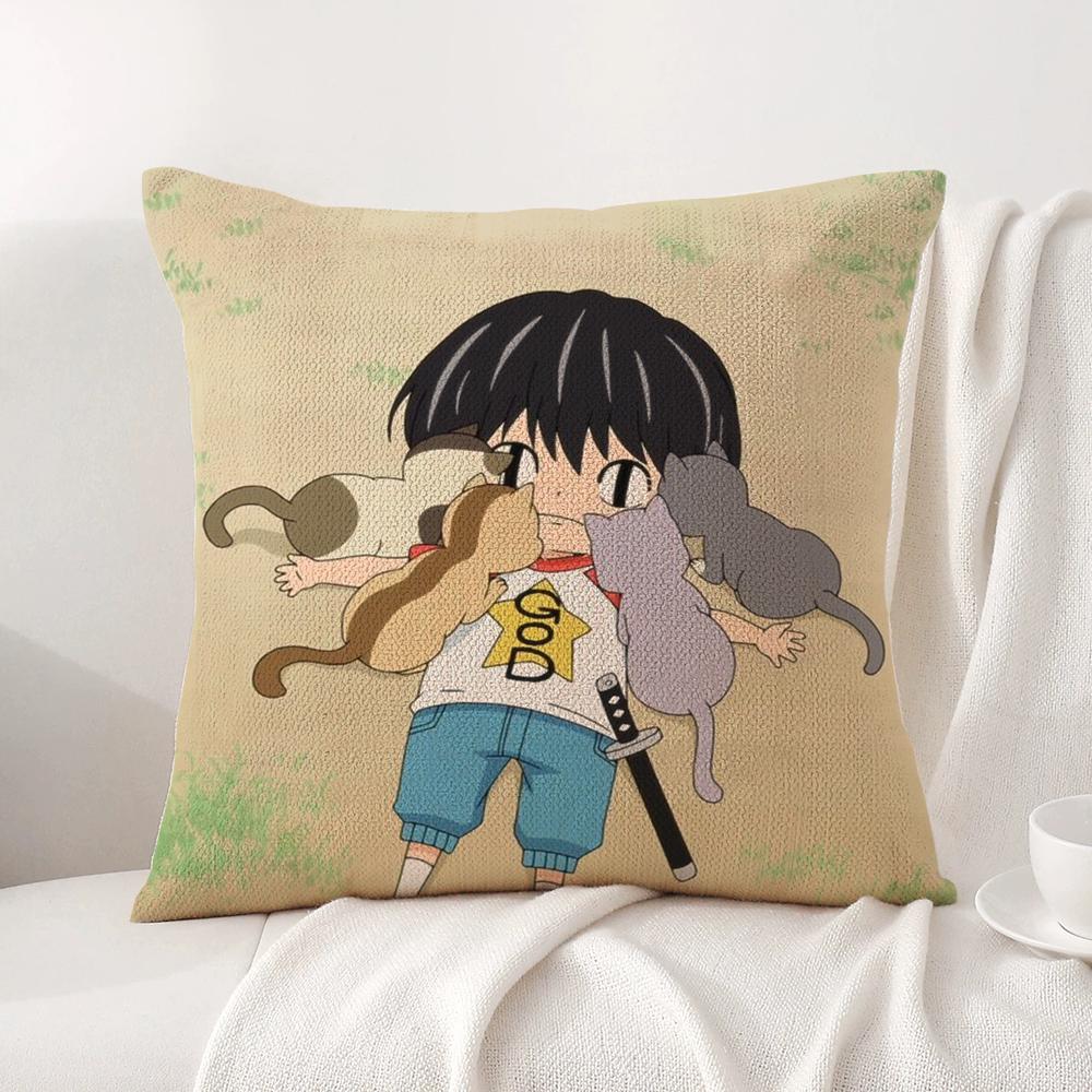 K-Kotaro Lives Alone Cushion Cover Summer Coolness Linen Fabric Double-Sided Printing Pillow Case Sofa Home Decor Gift