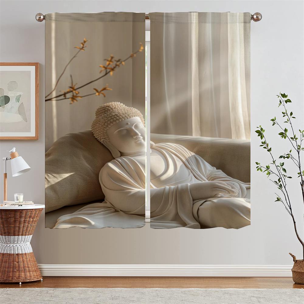 

Repose Buddha Kitchen Curtains on Offer Free Shipping Blackout Curtain for Living Room Decoration Bedroom Curtains 2 Pieces the W60xH90cmx2pcs-CL
