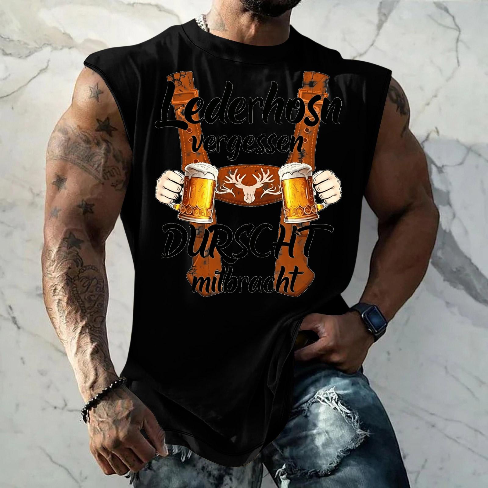 

Men Sleeveless Tank Top Loose Fit Casual Streetwear Printed Patterned Vest Summer Outdoor Sportswear Festival Style M чёрный