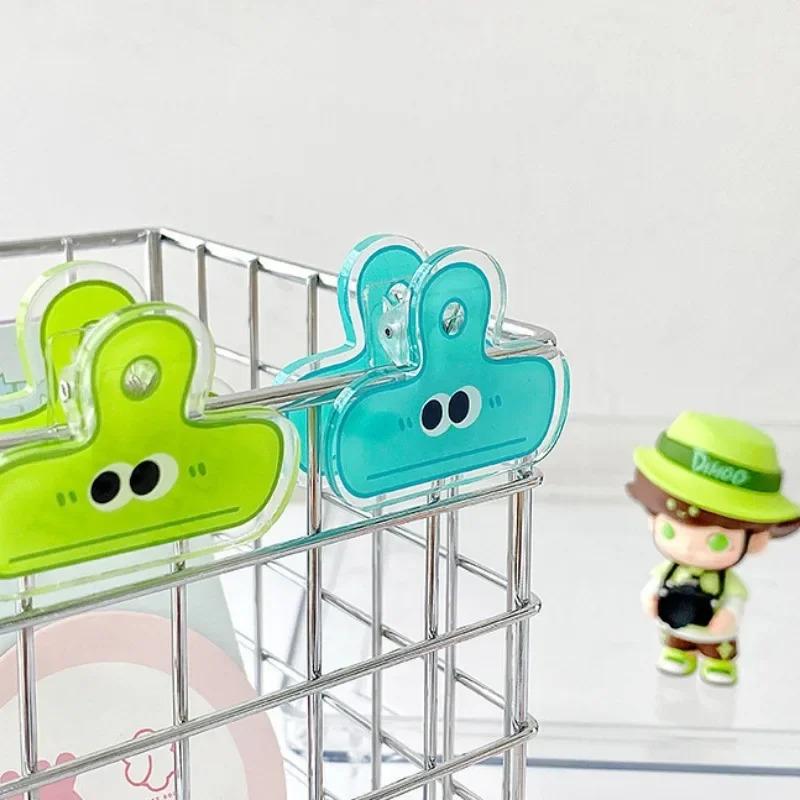 10pcs Cute Funny Cartoon Expression Eyes Color Acrylic Clip Kawaii Students Study Materials Sort Binder Clip Office Accessories