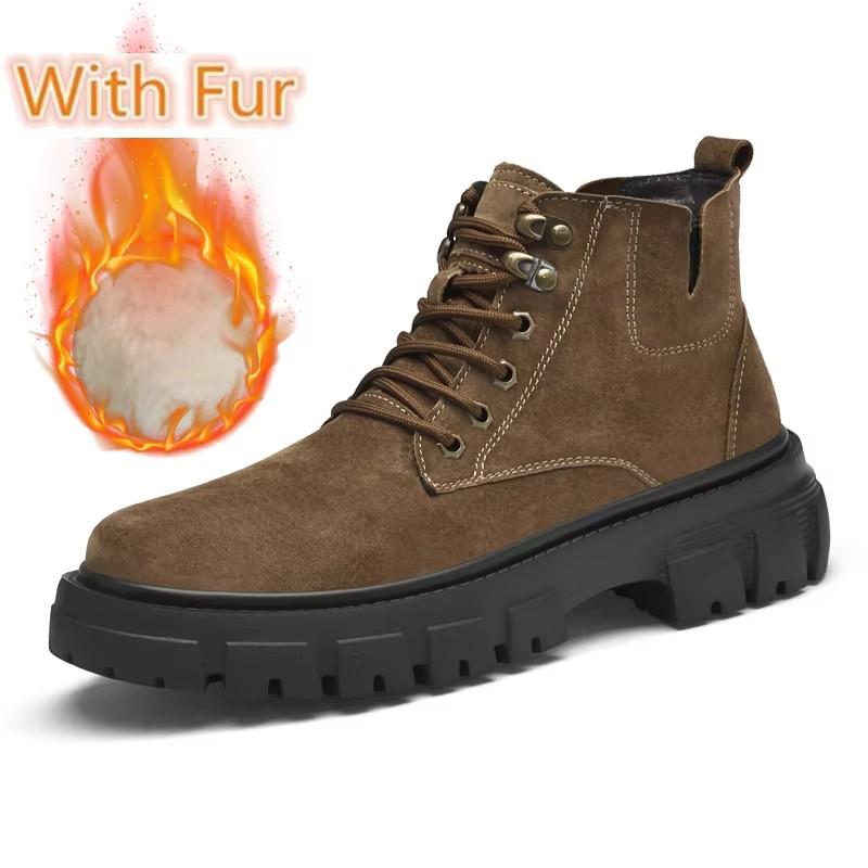 

Мягкие меховые мотокроссовые ботинки для мужчин, базовые ботинки для активного отдыха, зимние осенние замшевые кожаные ботинки, новые модные высокие кроссовки для походов 46