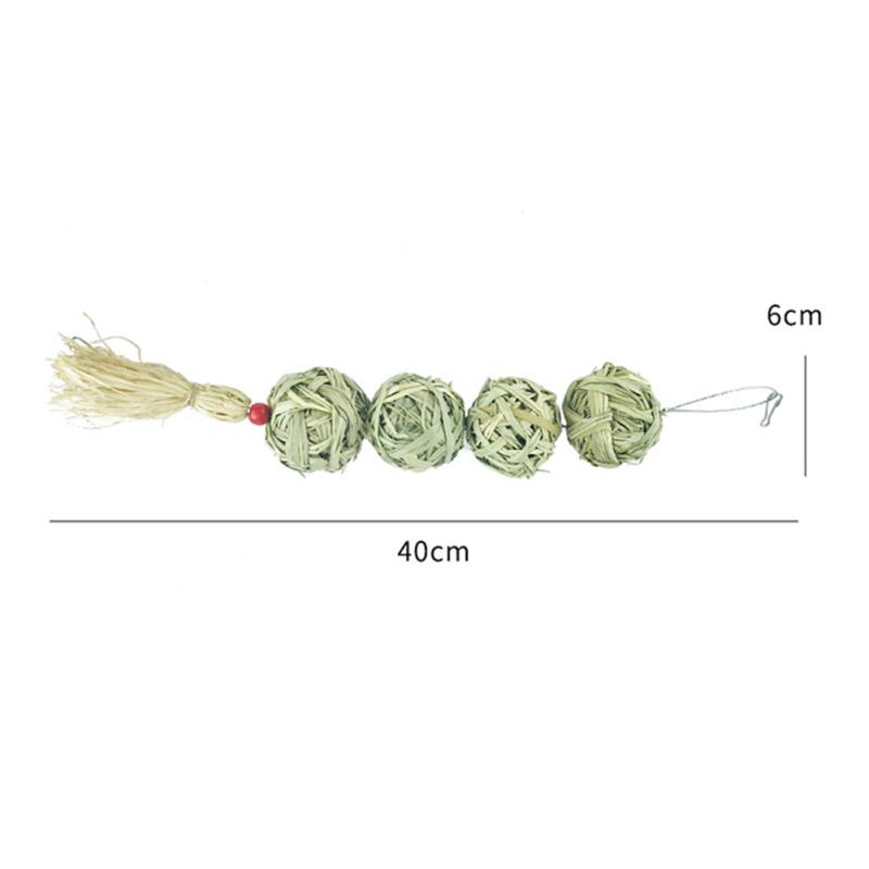 Natural Straw  Ball Hanging String Pet Rabbit Molars Toys To Relieve Boredom Hamster Accessories Pet