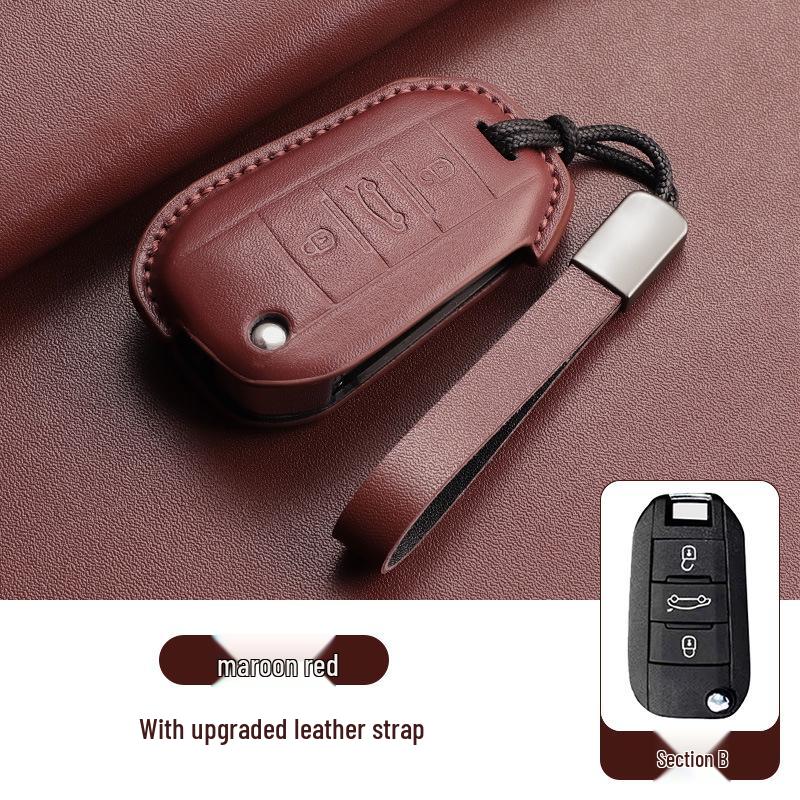 Echte Leder Autoschlüsselhülle für Citroen C3 Picasso/C5