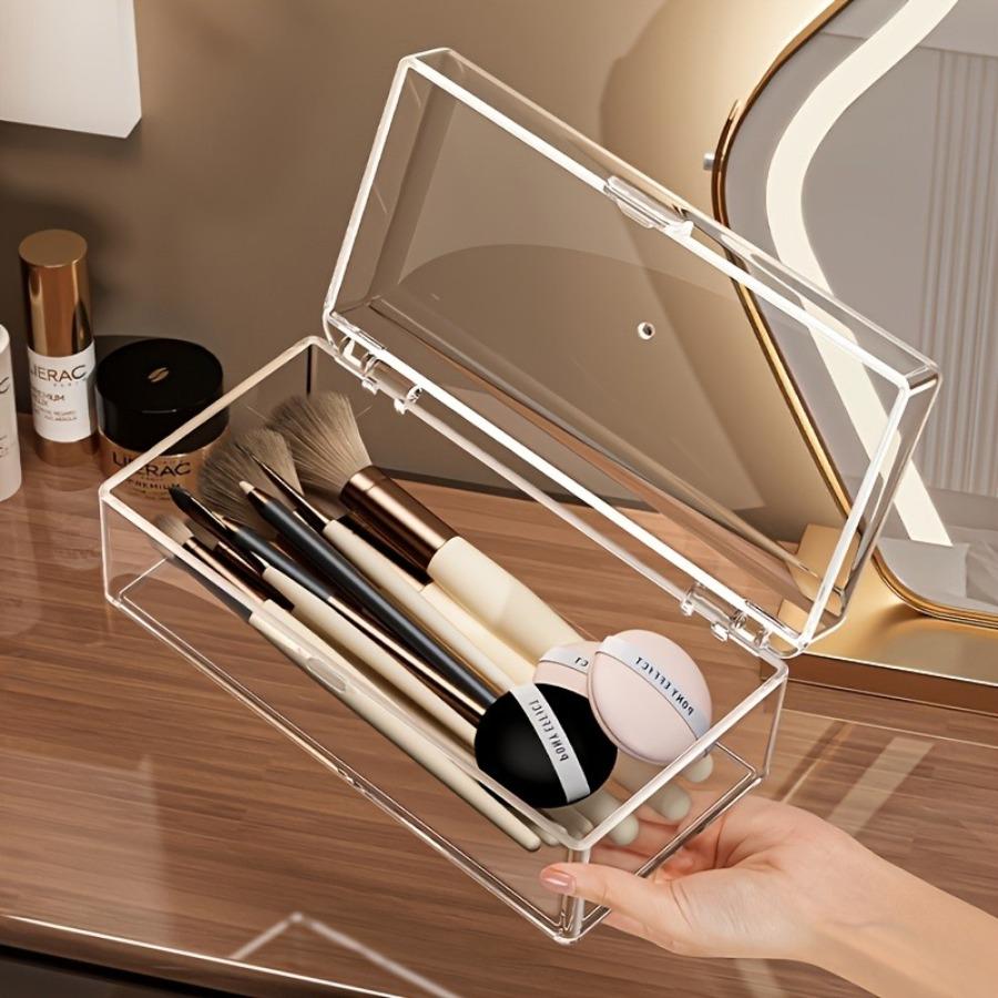 Acrylic Makeup Organizer | Dustproof, Portable, No Electricity Needed, Suitable for Lipsticks, Eyeshadows, Brushes, Visible Compartments
