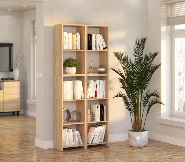 Office Bookcase Sonoma Oak 40 CM 5 Shelves Standing Column for Living Room
