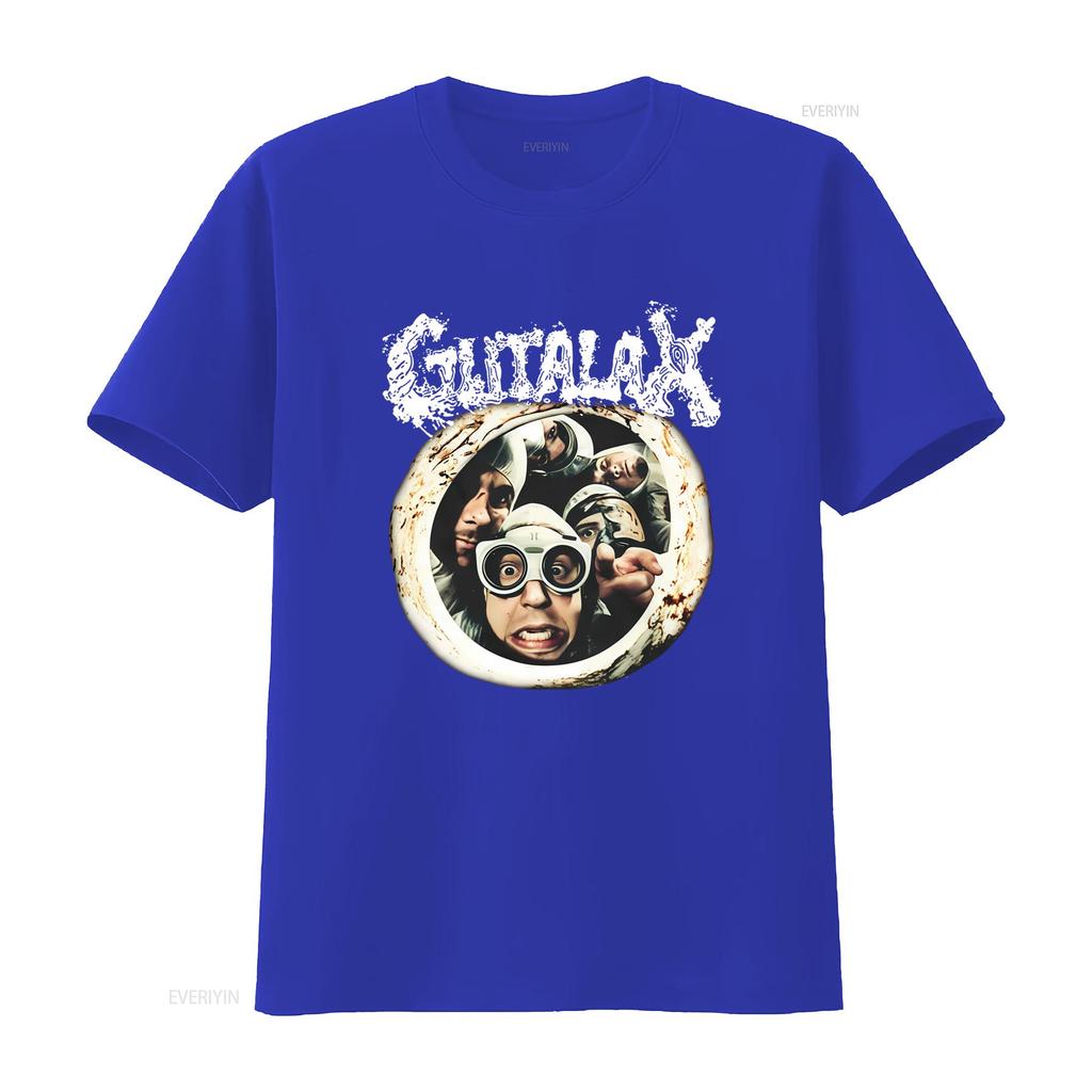 Heet Vintage Gutalax Band Print Zwart T-shirt Alle Maten Beschikbaar vintage Gewassen mode Elastisch grafisch Top Voor Dagelijks Gebruik