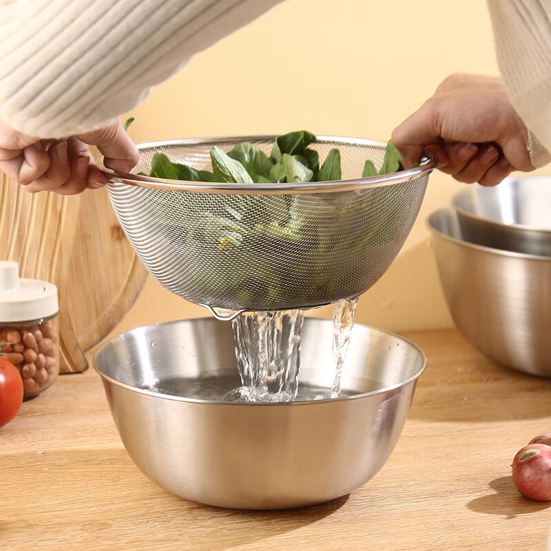 

Tengyue 304 Stainless Steel Prep Bowl & Drain Basket Set