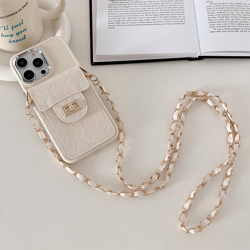 For IPhone16promax Crossbody Phone Case for Apple 17 Lock Wallet Card Holder 14 Solid Color Anti-fall Silicone