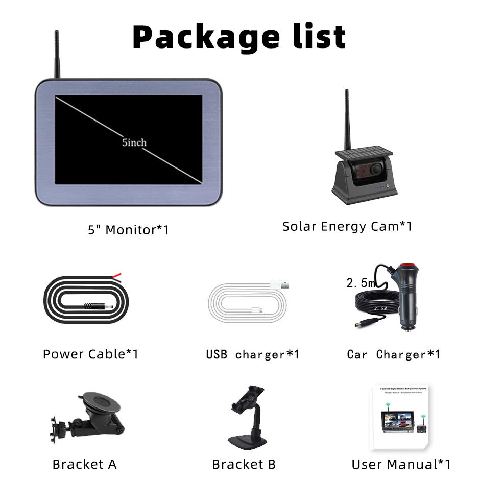 

QXNY беспроводная солнечная энергия магнитная камера заднего вида с AHD 5 монитором заднего вида для кемпера грузовика прицепа автофургона