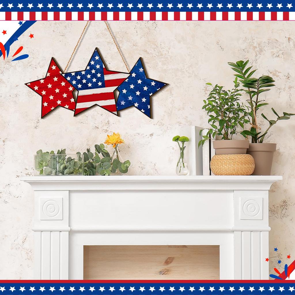 Independence Day Wooden Door Signs Wreath Decorations Door Hanging Wall Hanging Home Decoration