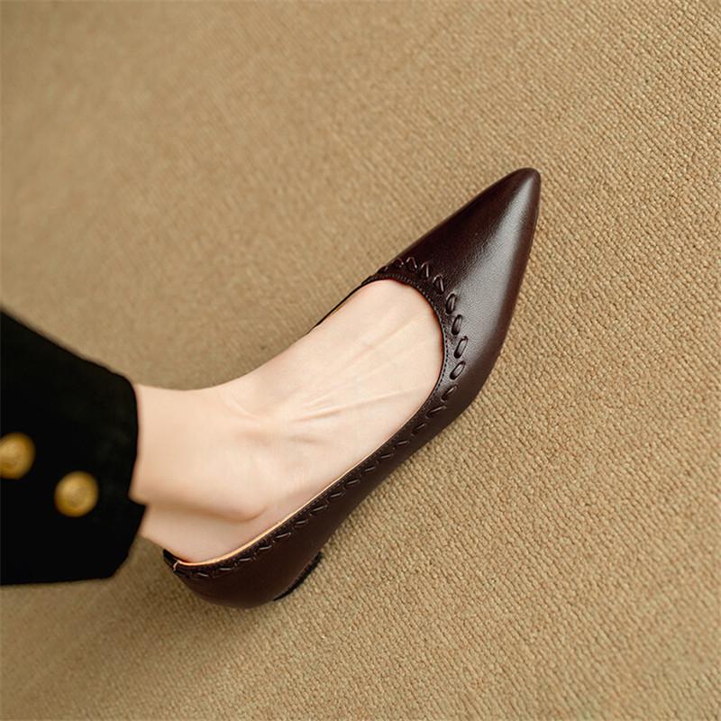 Fashion New Spring Summer Genuine Leather Woman Shoe Pointed Toe Women Pumps Low Heel Shoes for Women Zapatos Mujer Loafers Ladies Shoes