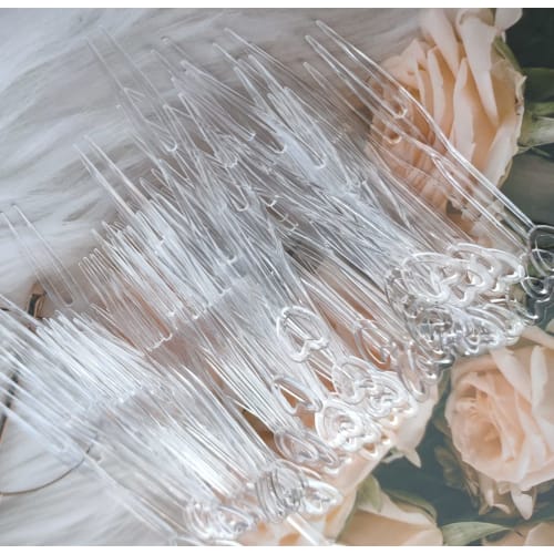 500 Disposable Plastic Cocktail Picks, Fruit Forks, Clear Heart Shape, Mini Cake Forks, Sticks, Party Supplies, Tasting, Appetizer Plates, Picks, Dess