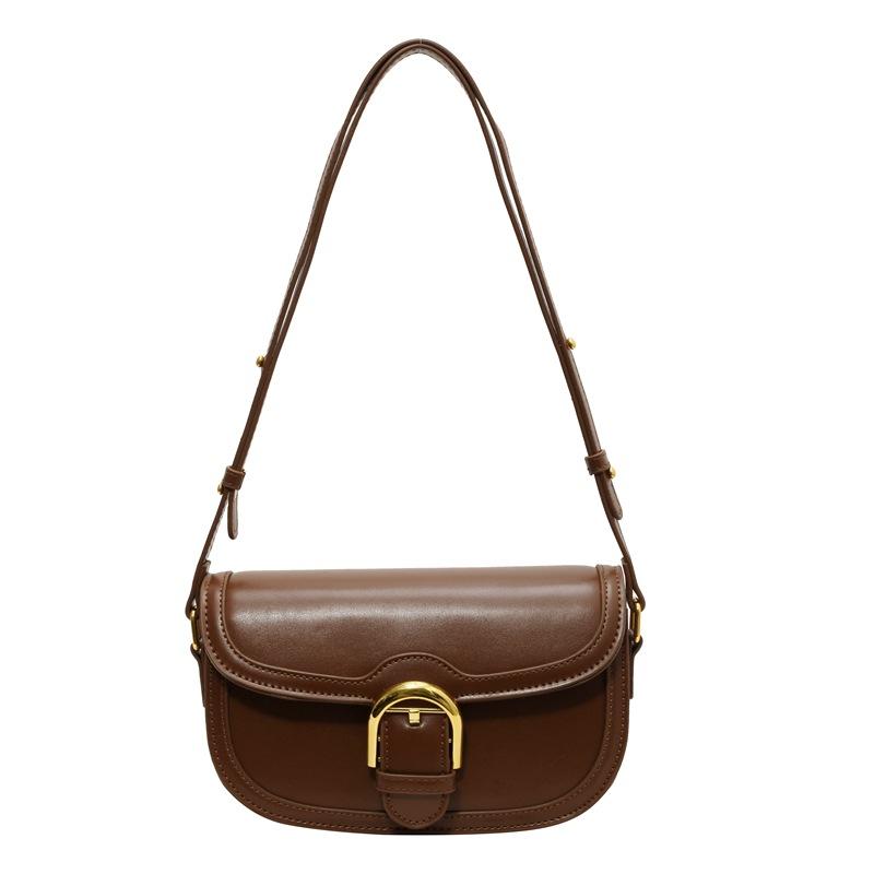 Retro Small Square Bag Women's New High-end Texture Commuter Shoulder Oblique Span Bag Underarm Bag Saddle Bag