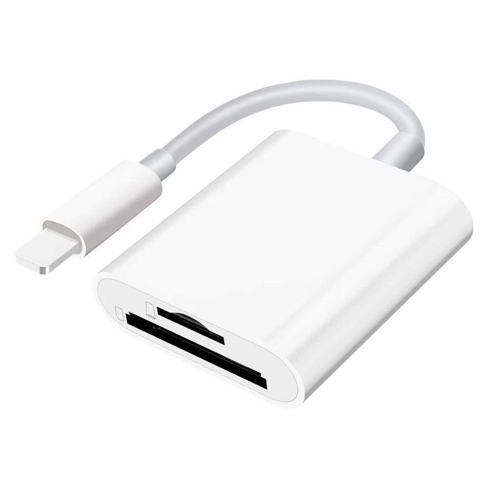 

2 In 1 Lightning to SD/TF Card Reader Fast Data Transfer Compatible with Ios, No App Required A