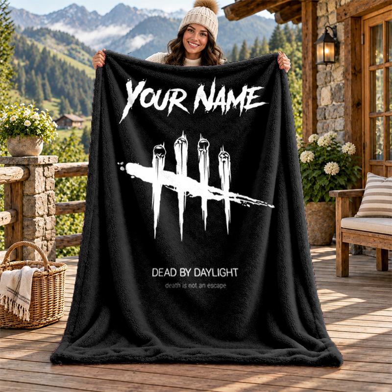 Dead by Daylight Benutzerdefinierter Name Flanelldecke Personalisierte Weiche Warme Plüschdecke Maßgeschneidertes Geschenk für Familie Freunde