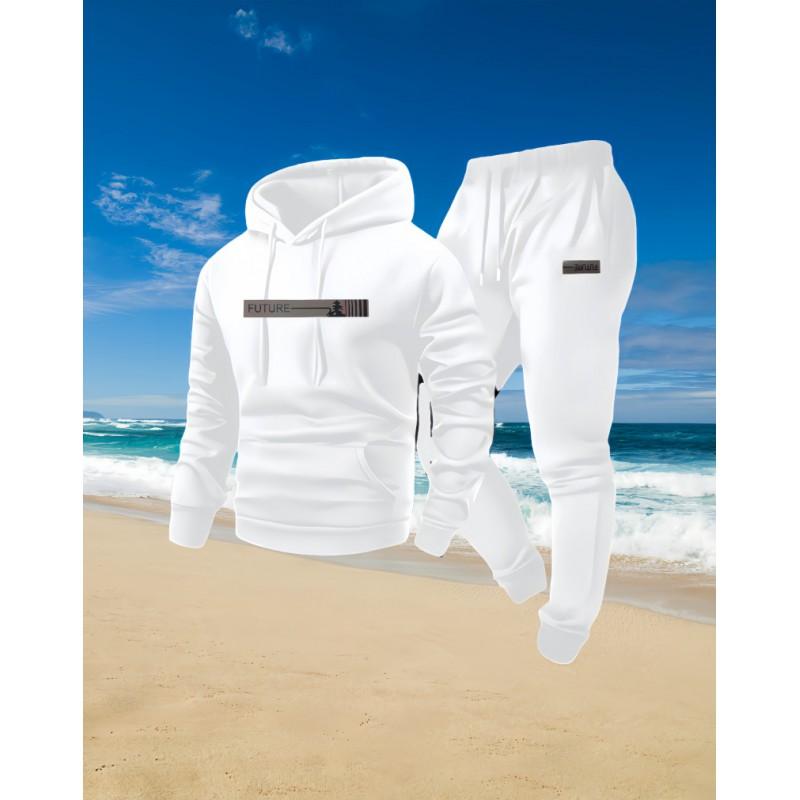 Unisex Hooded Sweatshirt Jogger Set Winter Warm Fleece Casual Outfit Men Women S-XXXL
