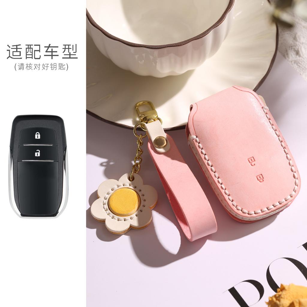 Pure Handmade Leather Key Cover For Toyota Asian Dragon Camry Sena Corolla Fog Wax Vegetable Tanned Cowhide