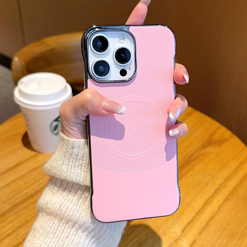 For iPhone 16 Pro Max Case Compatible with MagSafe Borderless PC+PU Leather Phone Back Cover