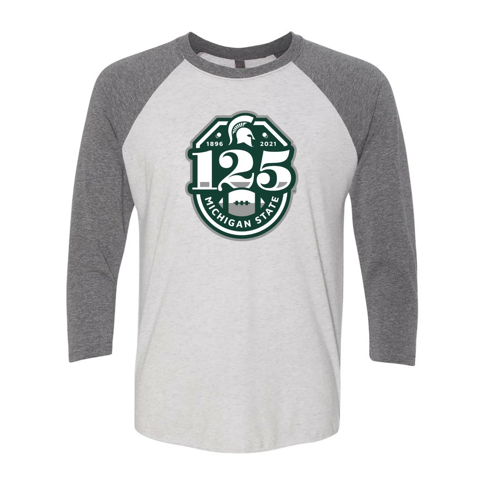 Michigan State Spartans Football 125th Season Raglan Shirt - Heather & White L