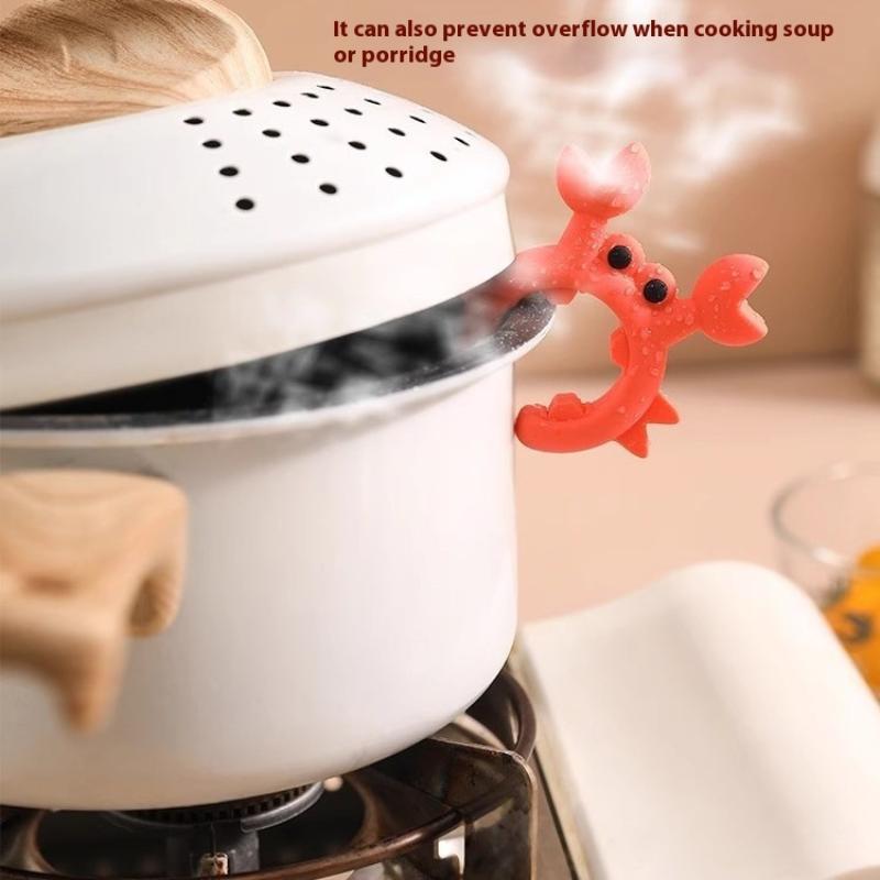 2/4Pcs Silicone Spatula Rack Small Crab Anti Scalding Overflow Pot Clip Spoon Holder Clip Universal Shovel Rack Kitchen Gadget