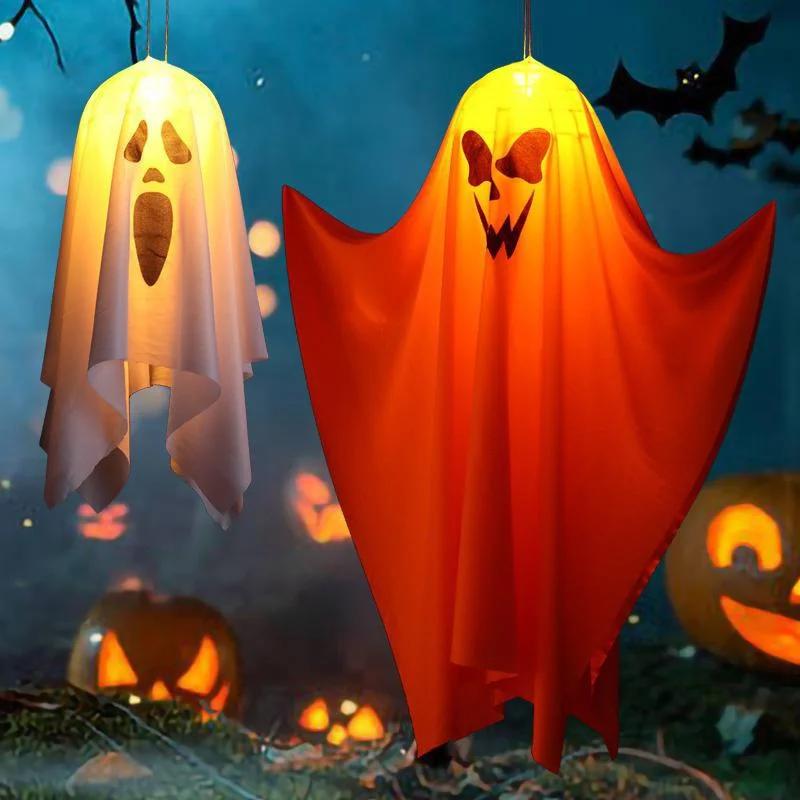 Halloween Decorative Lights Fabric Ghost Light Outdoor Scene Atmosphere Props for Backyard Garden Decor Horror Ghost LED Lights