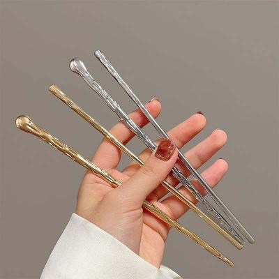 New Punk Gold Silver Color Metal Long Hairpin Simple Hair Sticks for Women Diy Hairstyle Hair Dish Accessories Trendy