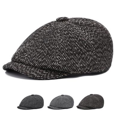 Autumn Winter Thick Warm Retro Octagonal Hat Men Women British Painter Hat Forward Hat