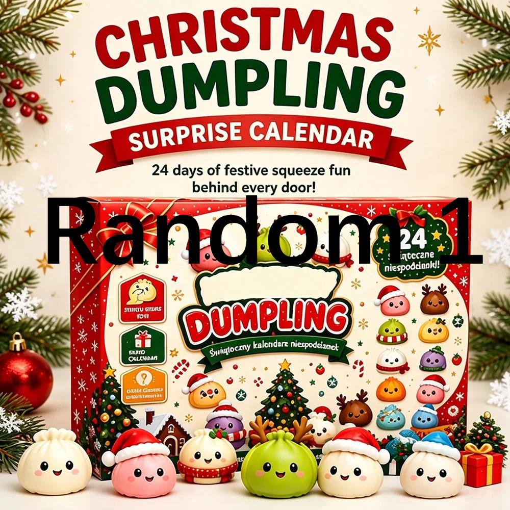 Christmas Squishy Advent Calendar, 24 Days Countdown Surprise Box, Dumpling Slow Rebound Squishies Squeeze Sensory Gift