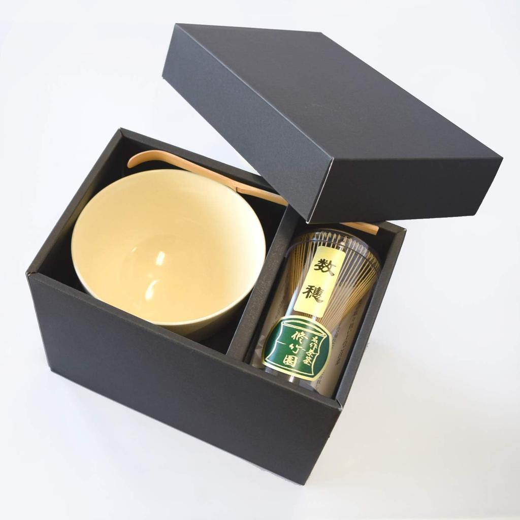 Okadaen Tea Ceremony Practice Set (Tea Bowl, Clover Chasen, Chasen Straightener, Tea Scoop, Matcha Canister)
