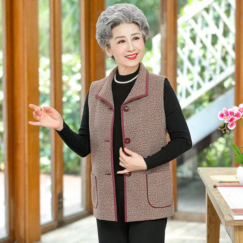 

Spring Fashion for Elderly Women: Vests, Jackets, Lapel Tops, and Classic Grandma Styles 5XL (145-160 jin)