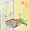 Stainless Steel Pet Bird Feeder Easy Clean Wooden Standing Pole Pet Food Dispenser No Mess Sturdy Cage Feeding Bowl Pet Supplies