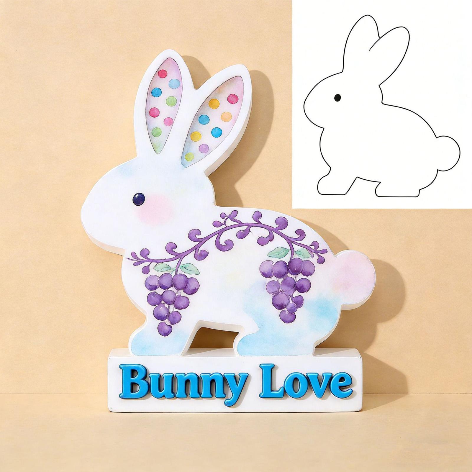 

Happy Easter Wooden Bunny Table Decorations, Spring Easter Standing Sign Ornaments With Egg/Carrot/Flower Pattern, Festive Easter Desktop Shelf Sitter