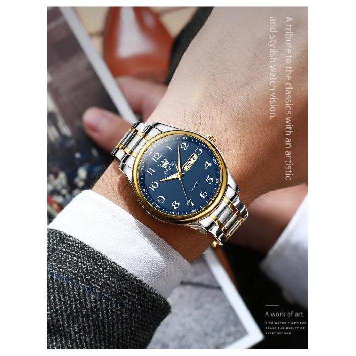 OLEVS 5567 Original Men's Watches Simple Classic Large Digital Dial Dual Calendar Waterproof Luminous Quartz Watch for Men Hot