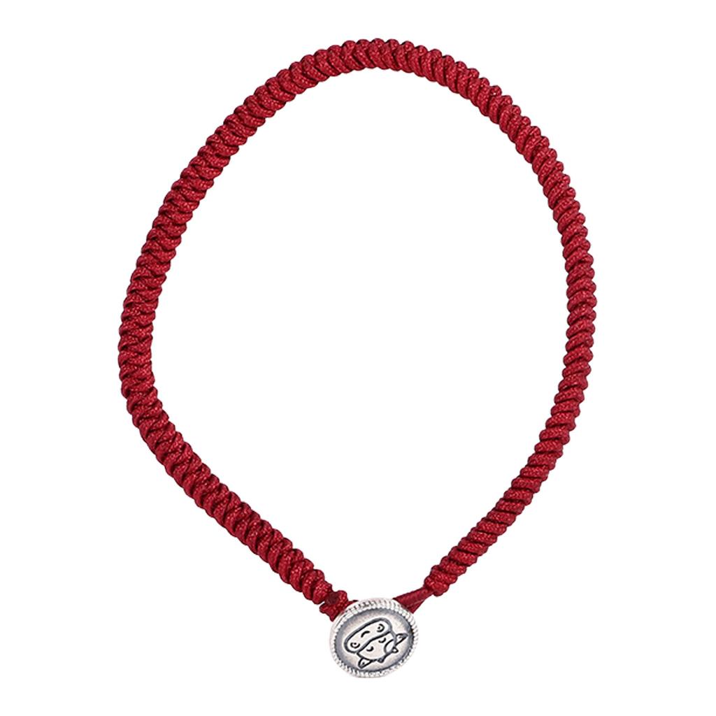 Ox Zodiac Bracelet Red Rope S925 Silver Ornament Woven Bracelet Accessory for Men Women